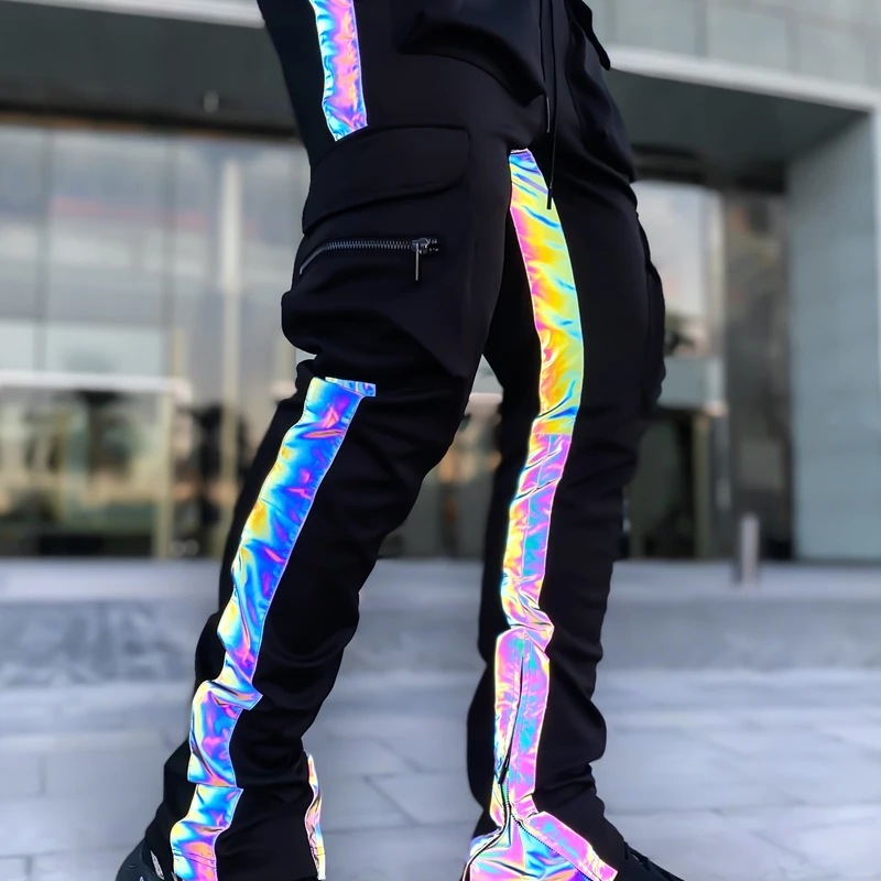 Rainbow reflective joggers shop