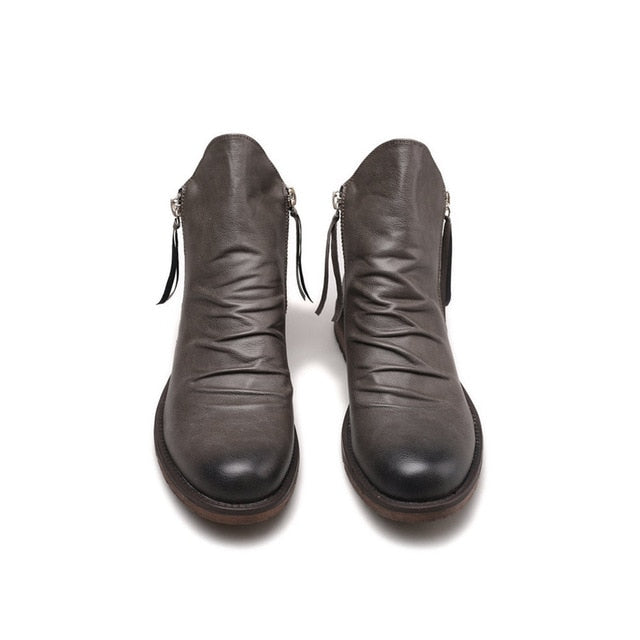 Retro Leather Ankle Boots for Men