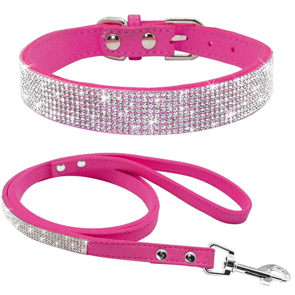 Rhinestone Pet Collar and Leash Set