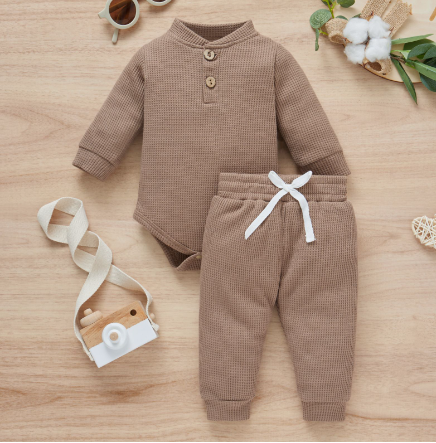 2 Pcs Suit Long Sleeve Romper and Pants