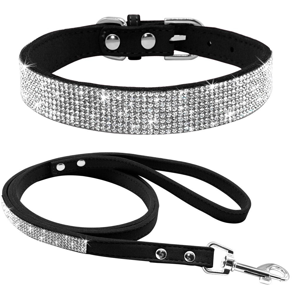 Rhinestone Pet Collar and Leash Set