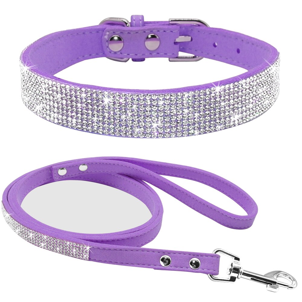 Rhinestone Pet Collar and Leash Set