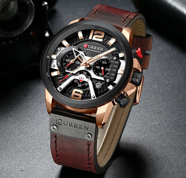 Leather Military Style Watch