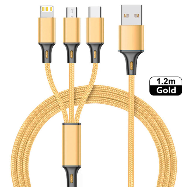 3 in 1 Type C, Micro USB, Lightning USB Cable