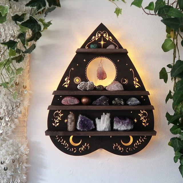 Wooden Shelf for Essential Oils and Crystals