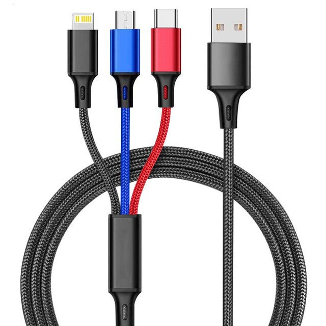 3 in 1 Type C, Micro USB, Lightning USB Cable