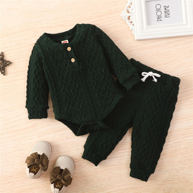 2 Pcs Suit Long Sleeve Romper and Pants