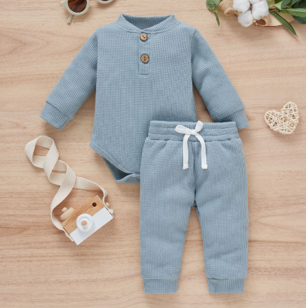 2 Pcs Suit Long Sleeve Romper and Pants