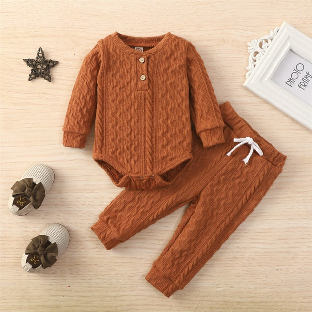 2 Pcs Suit Long Sleeve Romper and Pants