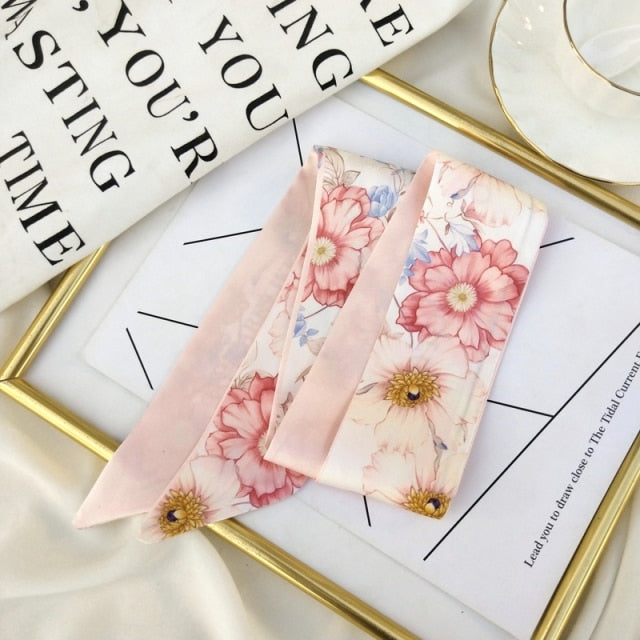 Korean-Style Flower Silk Scarf