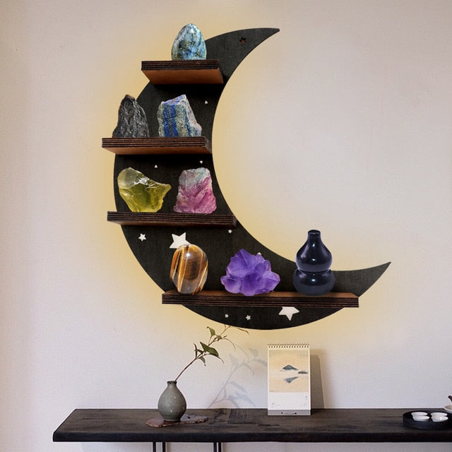 Wooden Shelf for Essential Oils and Crystals