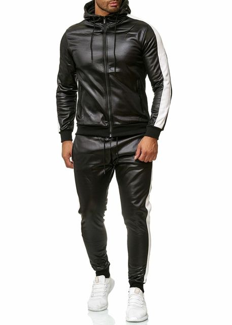 Hooded Leather Sweatsuit