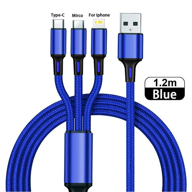 3 in 1 Type C, Micro USB, Lightning USB Cable