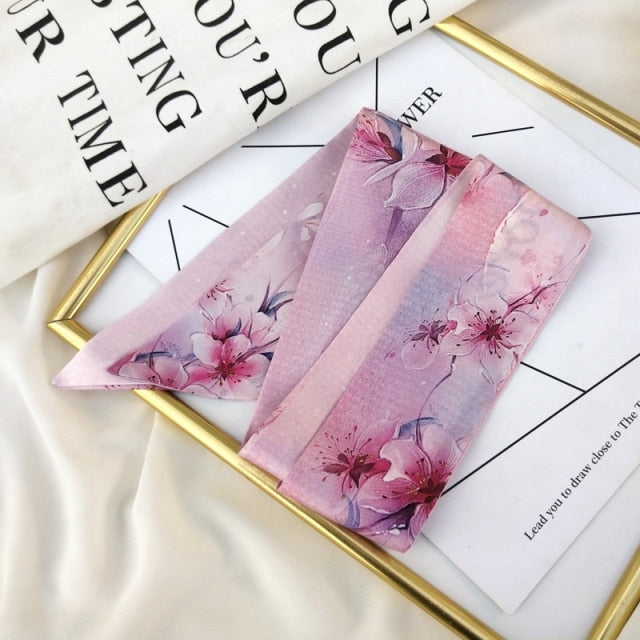 Korean-Style Flower Silk Scarf