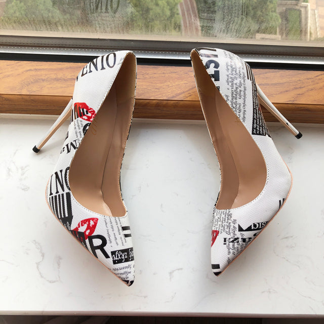 Graphic Print High Heel Shoes