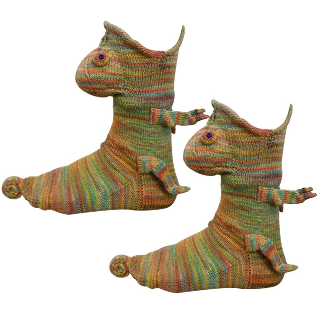 3D Shark Chameleon Crocodile Fish Dragon Knitted Socks