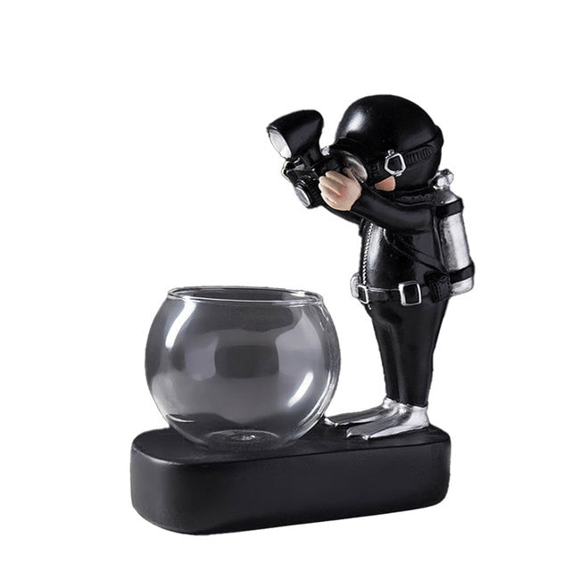 Astronaut or Scuba Diver Decorative Vase with Lights