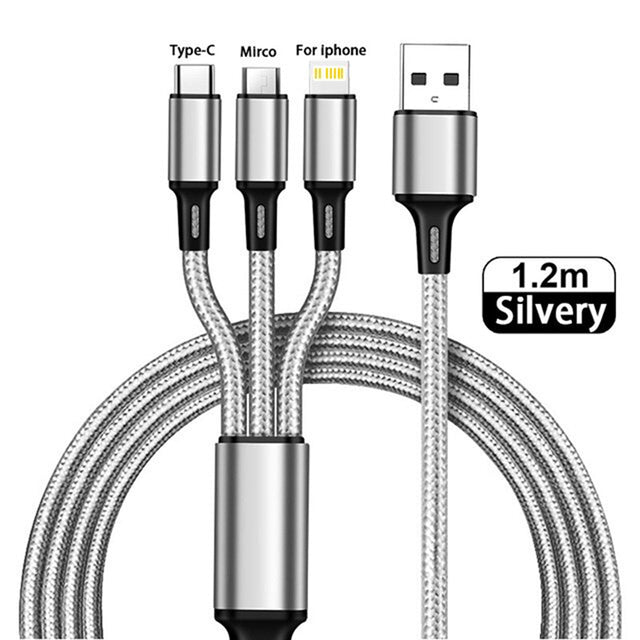 3 in 1 Type C, Micro USB, Lightning USB Cable