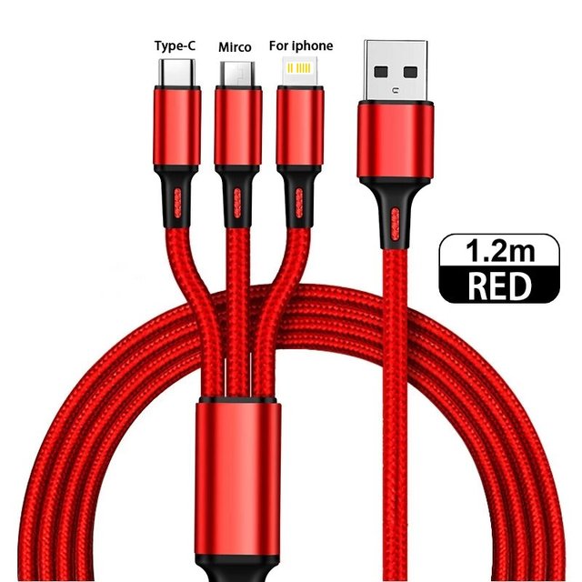 3 in 1 Type C, Micro USB, Lightning USB Cable