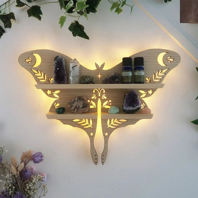 Wooden Shelf for Essential Oils and Crystals