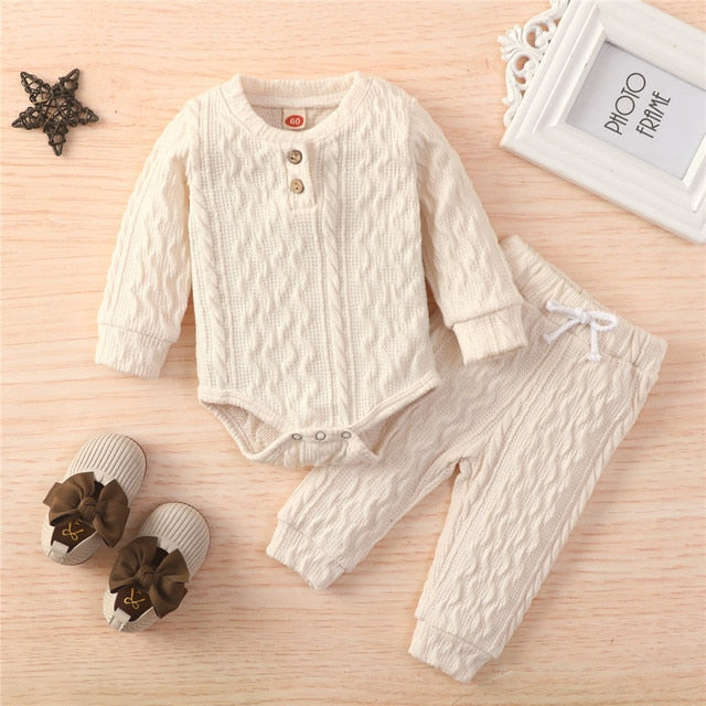 2 Pcs Suit Long Sleeve Romper and Pants