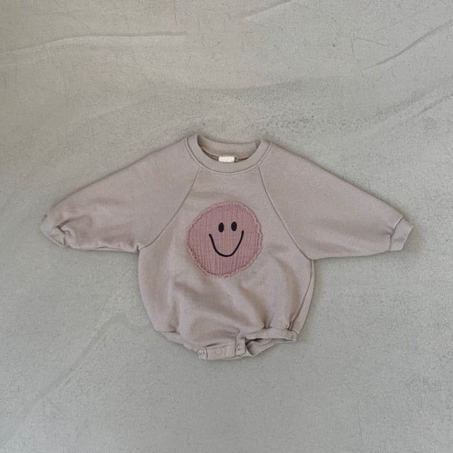 Smiley Face Sweatshirt Romper