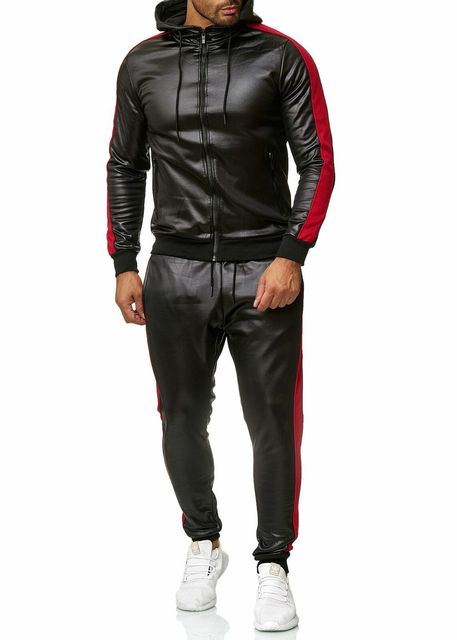 Hooded Leather Sweatsuit