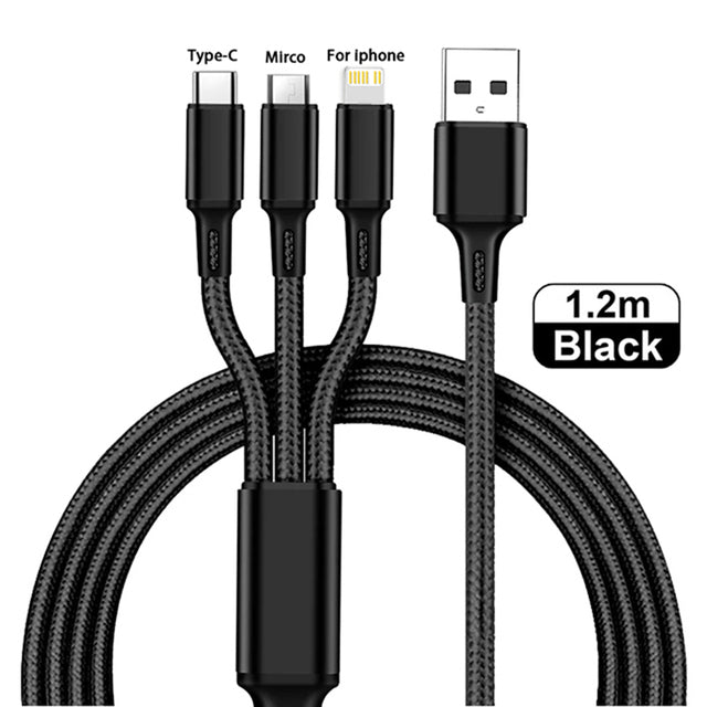 3 in 1 Type C, Micro USB, Lightning USB Cable