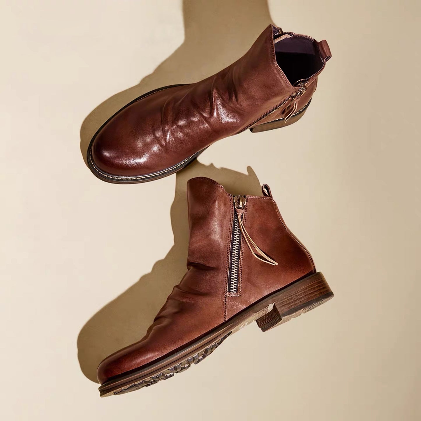 Retro Leather Ankle Boots for Men