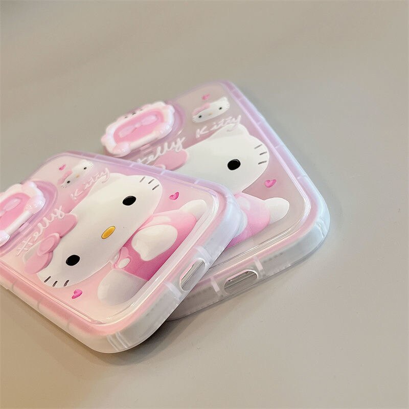 Hello Kitty Makeup Mirror Phone Case and Stand for iPhones