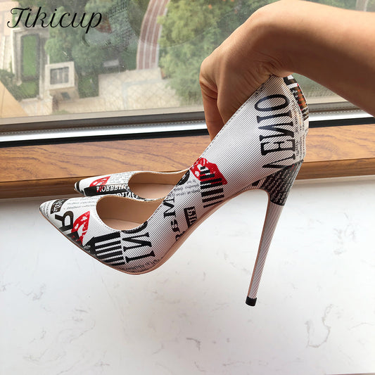 Graphic Print High Heel Shoes