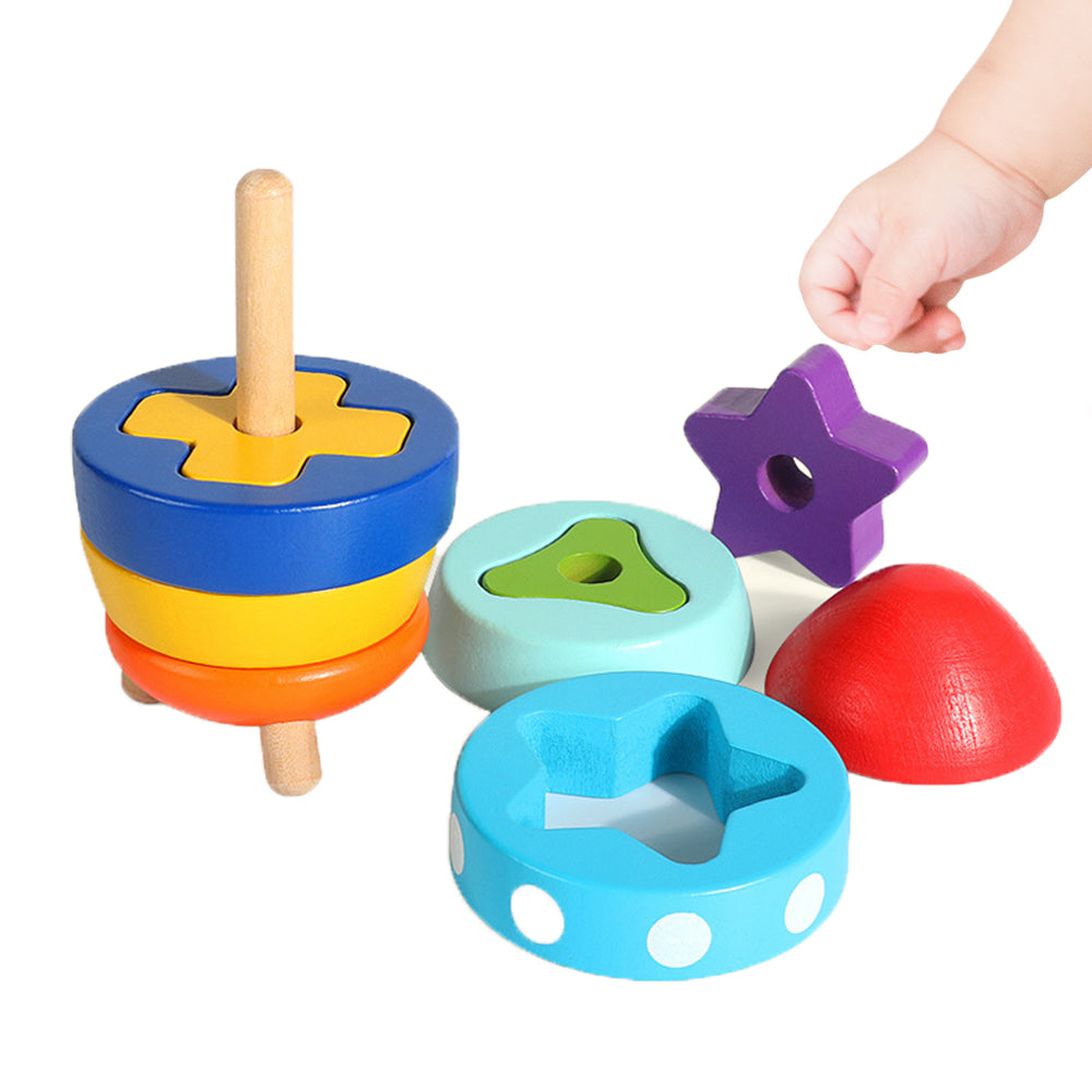 Wooden Rocket Sorting and Stacking Toy