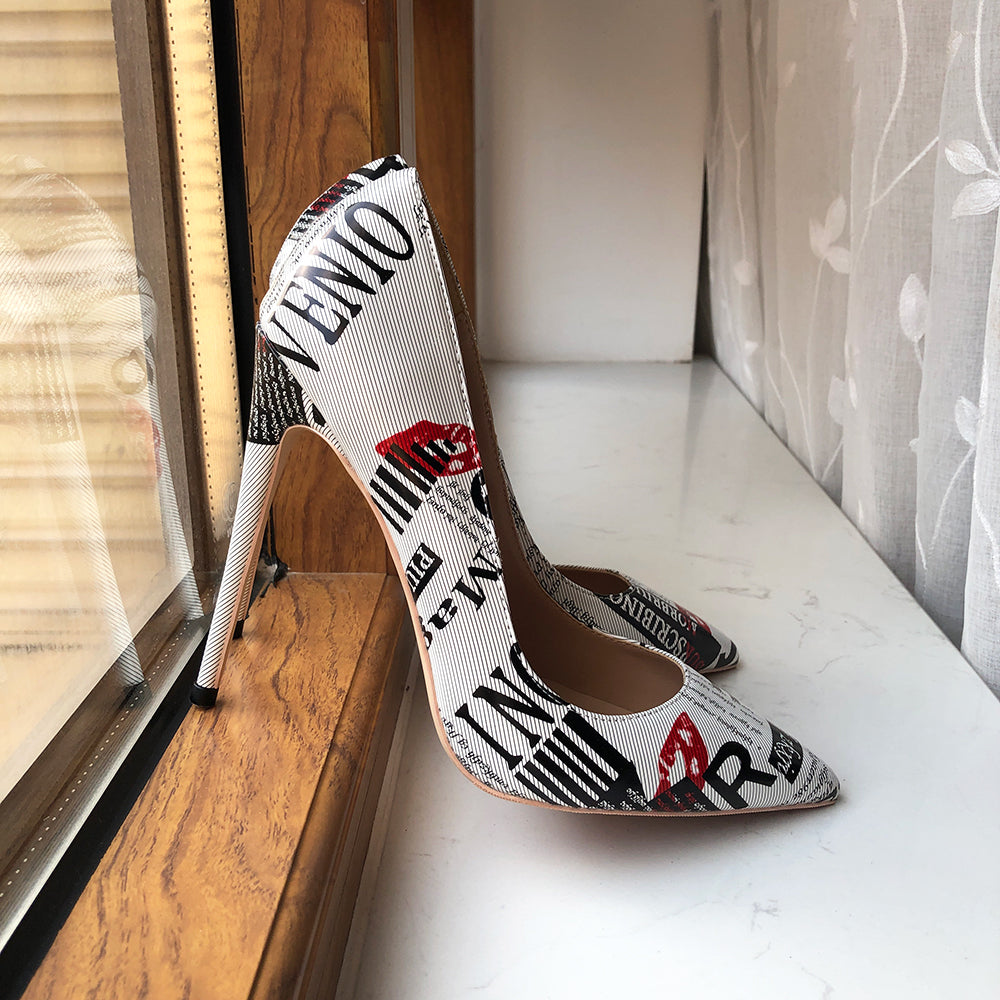 Graphic Print High Heel Shoes