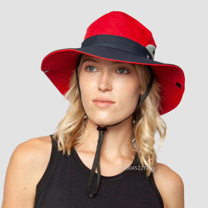 Ponytail Wide Brim Summer Sun Hat with UV Protection