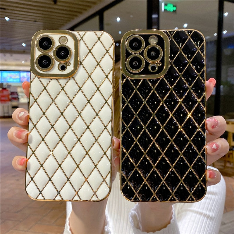 Square Plating Lens Protective Phone Cases