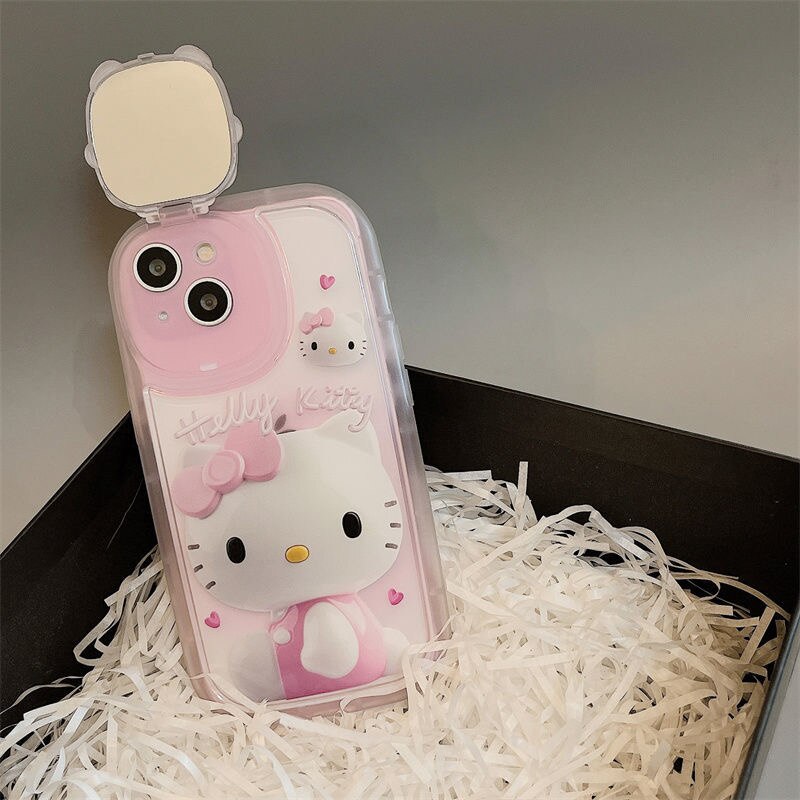 Hello Kitty Makeup Mirror Phone Case and Stand for iPhones