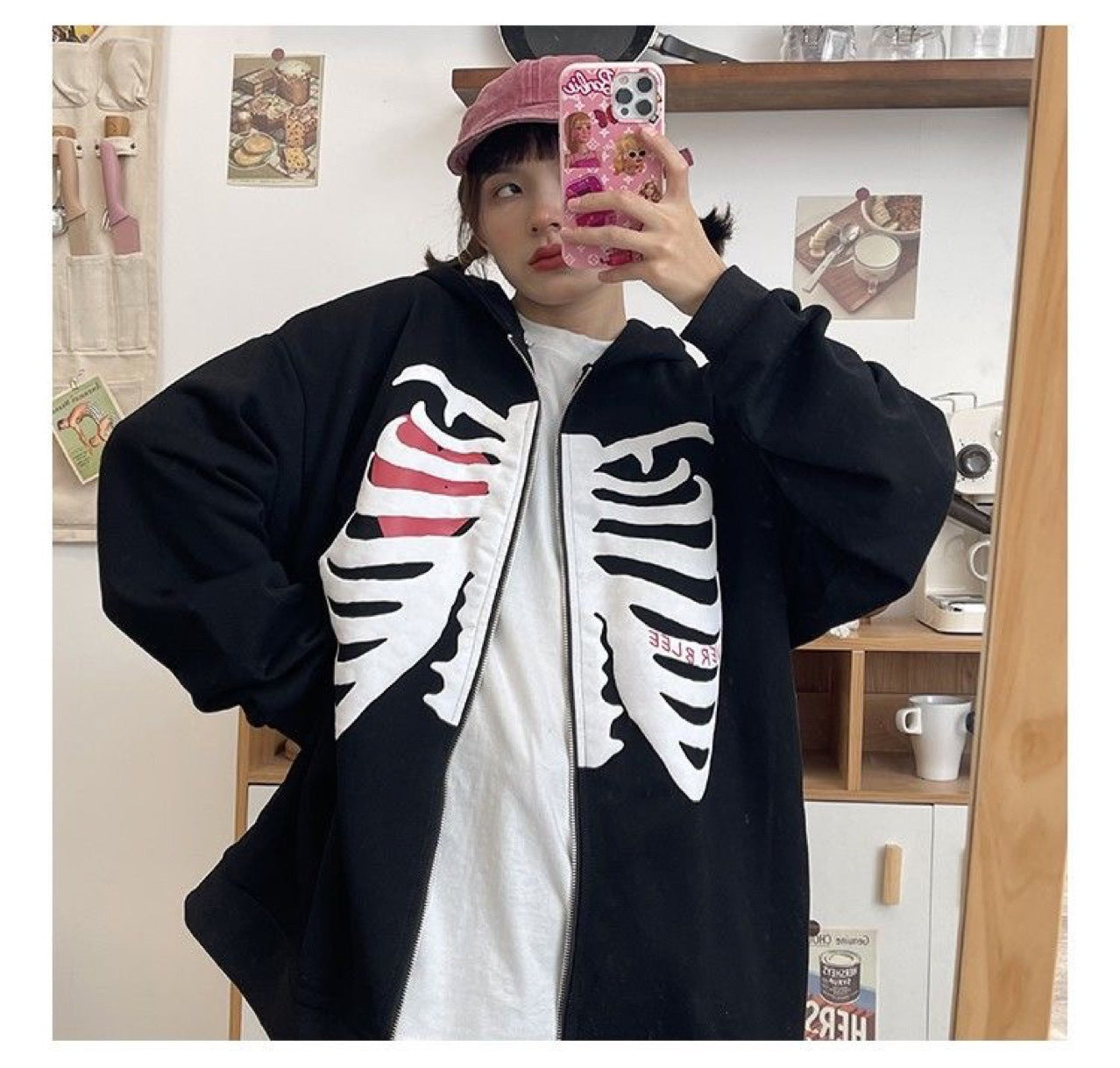 Unisex Skeleton Print Hoodie