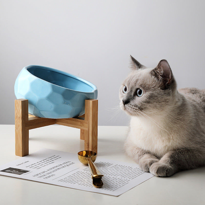 Purr-fect Cat Bowl and Bamboo Stand