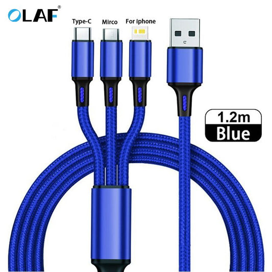 3 in 1 Type C, Micro USB, Lightning USB Cable