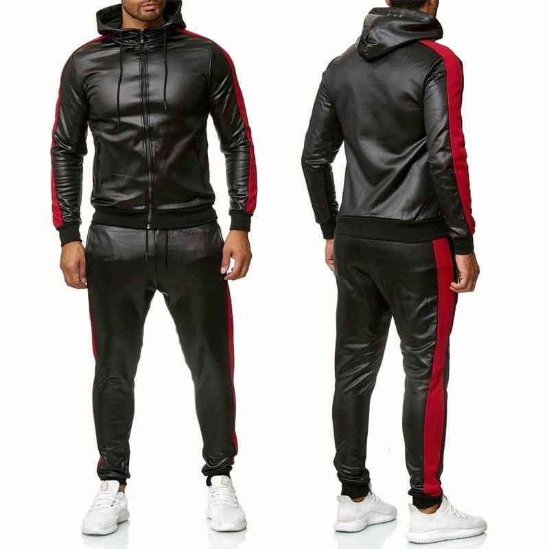 Hooded Leather Sweatsuit