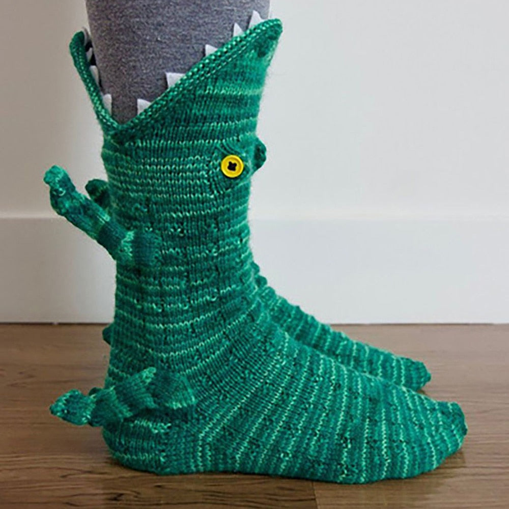 3D Shark Chameleon Crocodile Fish Dragon Knitted Socks