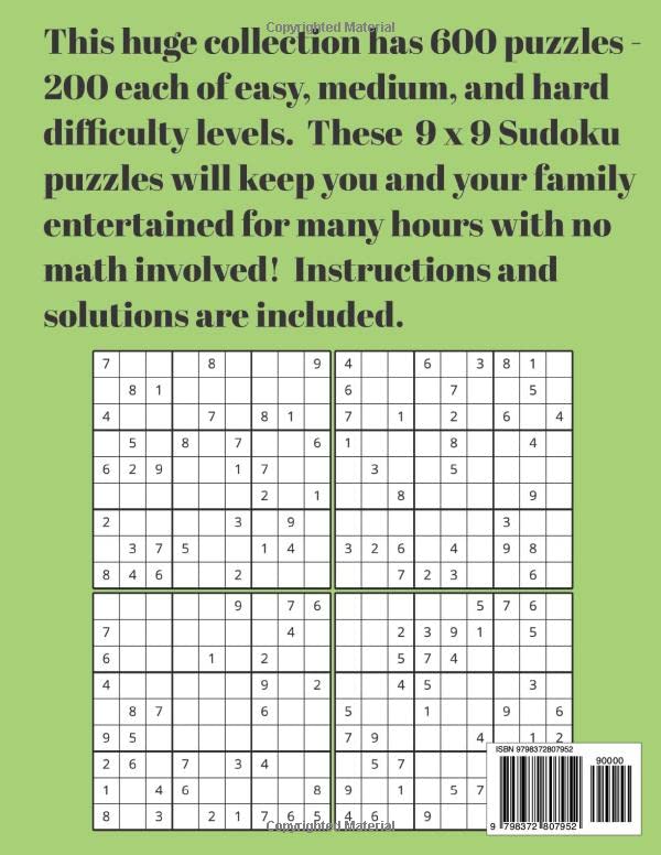 Sudoku Explosion 600 Easy, Medium, and Hard 9 x 9 Puzzles for All Ages