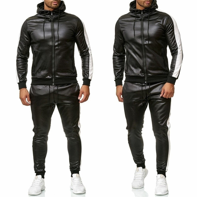 Hooded Leather Sweatsuit