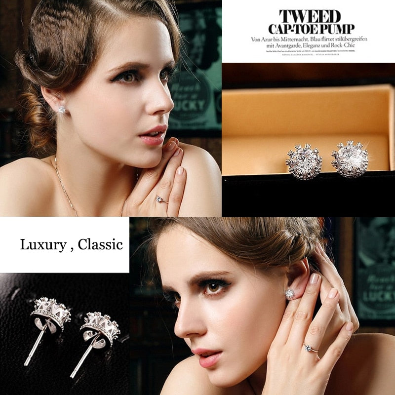 Classic Silver CZ Stud Earrings