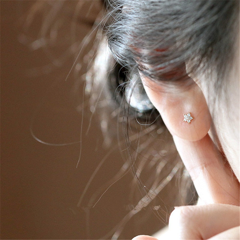 Silver Gold Flower Earrings