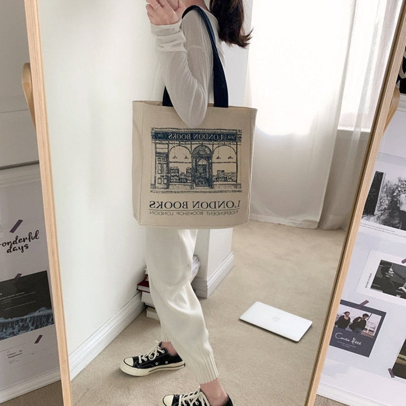 London Books Canvas Shoulder Bag