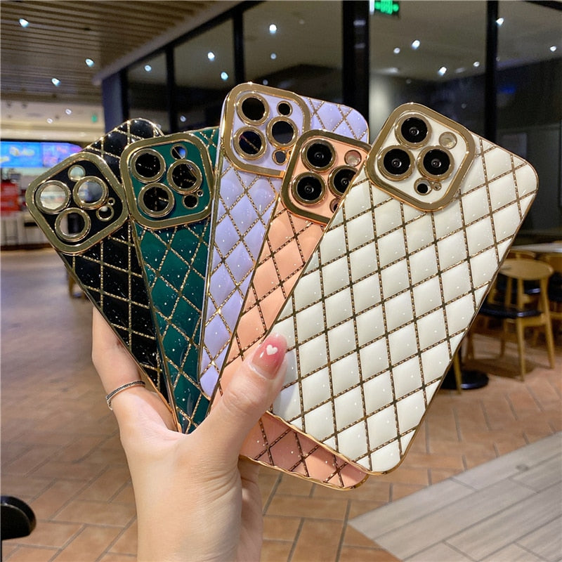 Square Plating Lens Protective Phone Cases