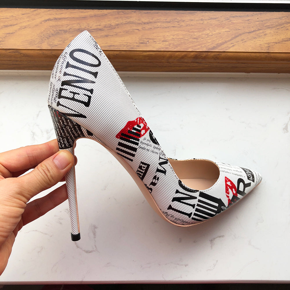 Graphic Print High Heel Shoes