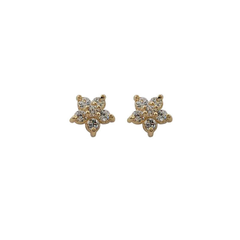 Silver Gold Flower Earrings