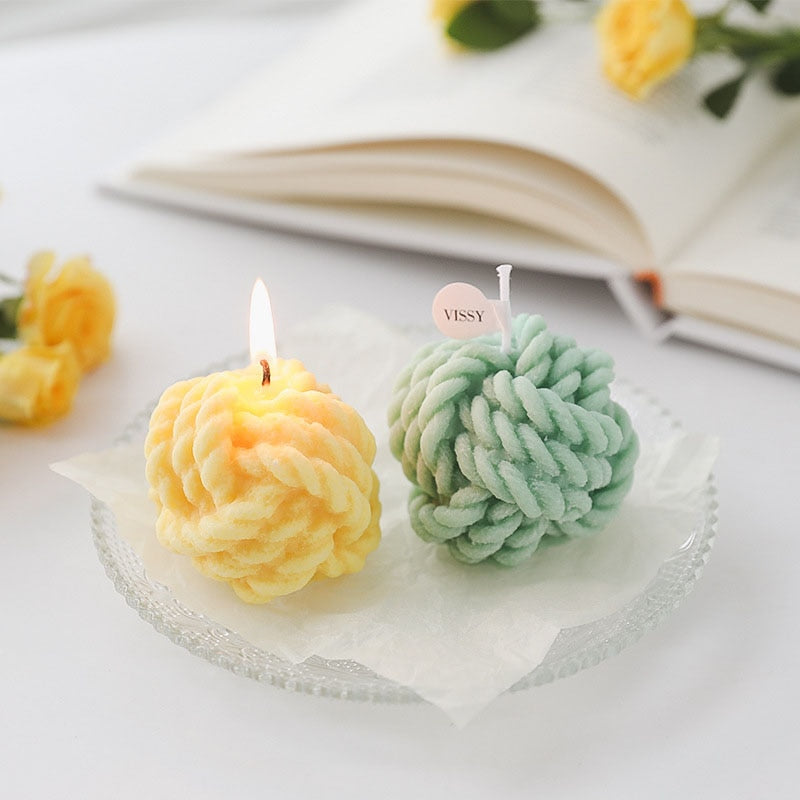 Handmade Wool Ball Candle